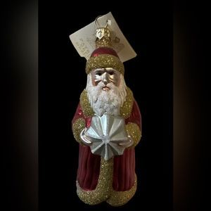 Patricia Breen #9645 Snowflake Santa Handmade Holiday Glass‎ Ornament 1996